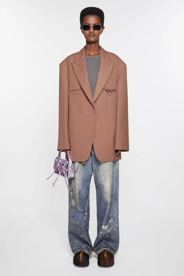 Acne Studios Singlebreasted Jacket Metallic Brown Women Suit Jackets