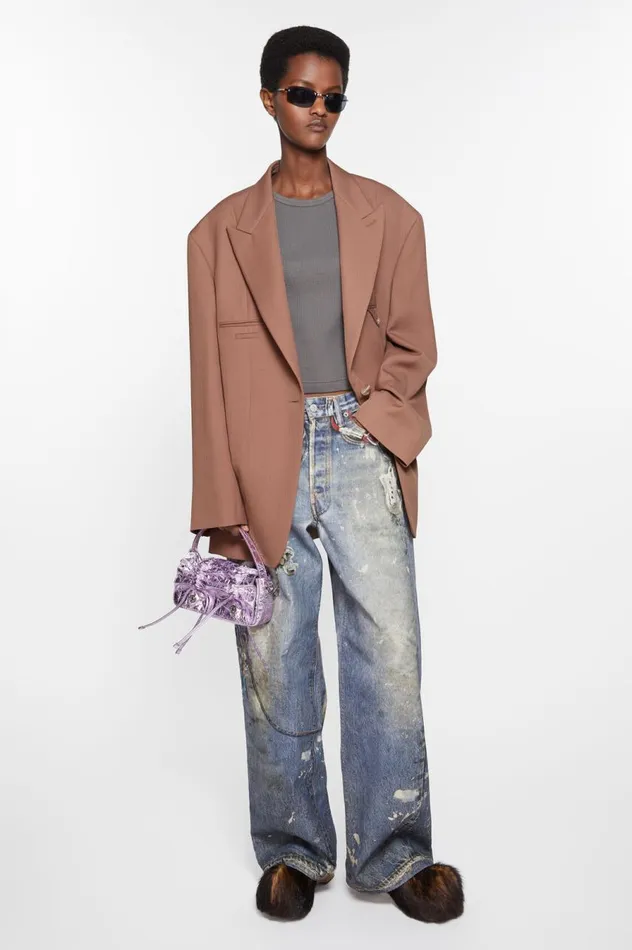 Acne Studios Singlebreasted Jacket Metallic Brown Women Suit Jackets