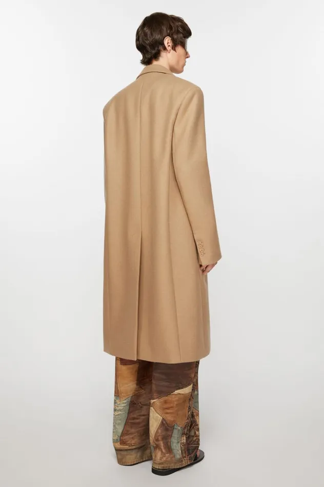 Acne Studios Singlebreasted Wool Coat Camel Beige Men Outerwear