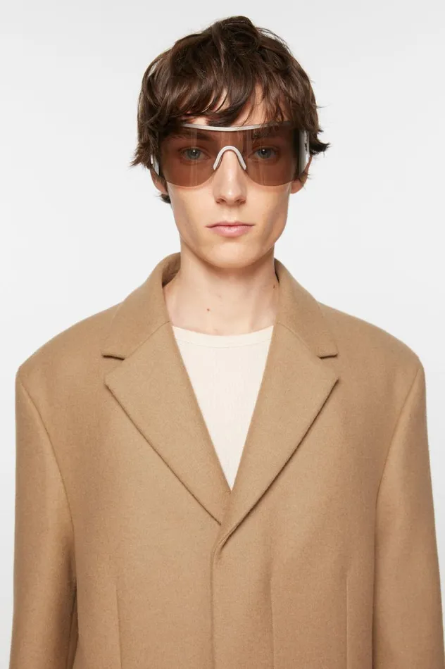 Acne Studios Singlebreasted Wool Coat Camel Beige Men Outerwear