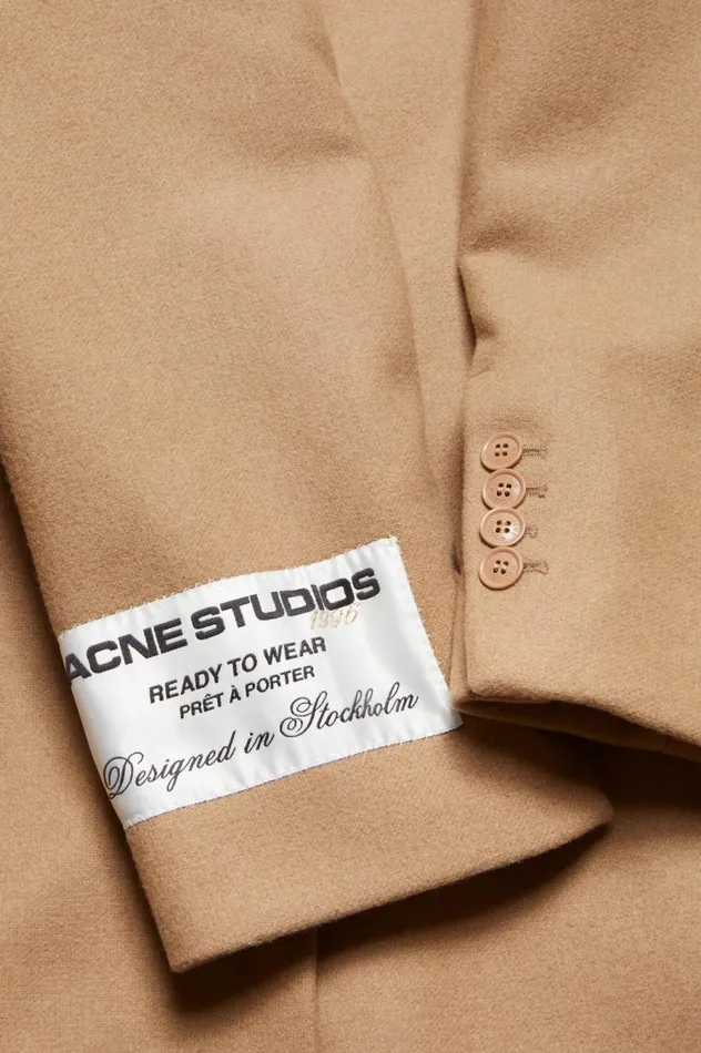 Acne Studios Singlebreasted Wool Coat Camel Beige Men Outerwear