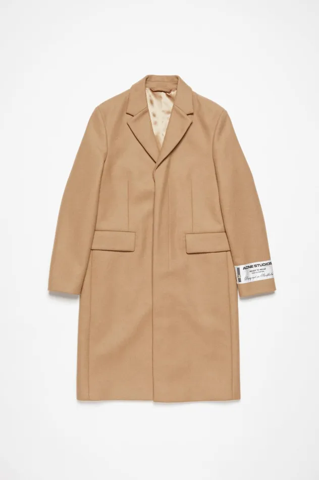 Acne Studios Singlebreasted Wool Coat Camel Beige Men Outerwear