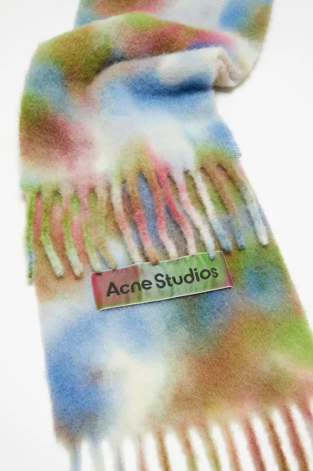 Acne Studios Tiedye Alpaca Wool Scarf Green Multi Men Scarves