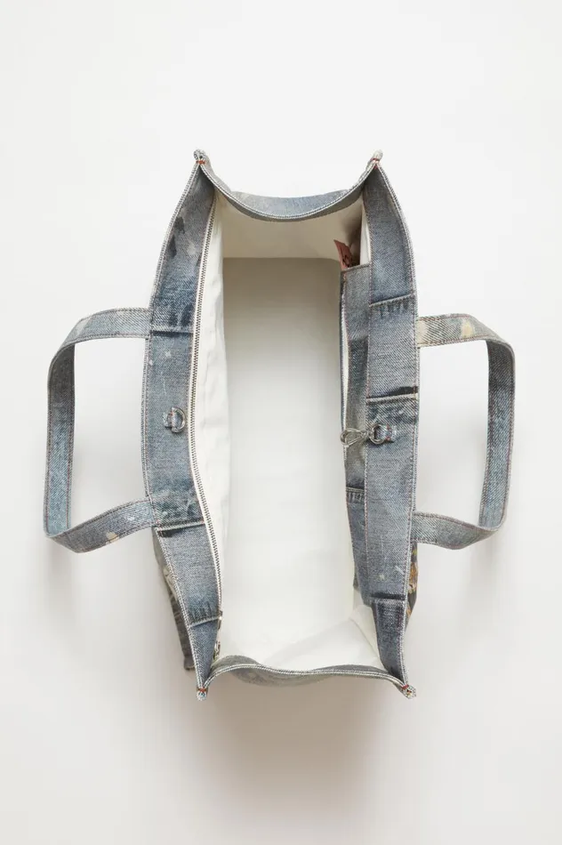 Acne Studios Tote Bag Printed Mid Blue Men Bags
