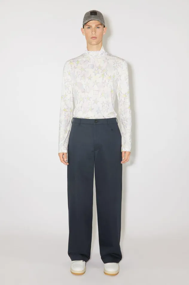 Acne Studios Twill Chino Trousers 8211 Regular Fit Midnight Blue Women Trousers