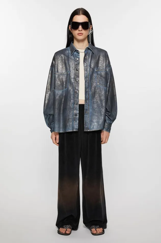 Acne Studios Velour Trousers Black Men Trousers