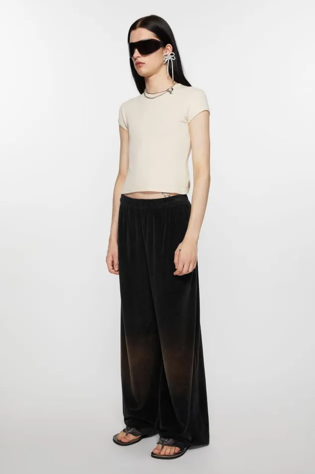 Acne Studios Velour Trousers Black Men Trousers