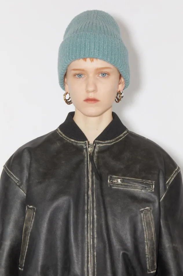 Acne Studios Wool Blend Beanie Mineral Blue Men Hats