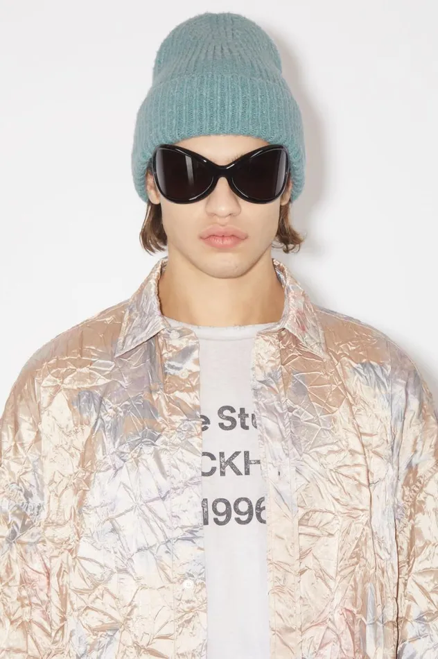 Acne Studios Wool Blend Beanie Mineral Blue Men Hats