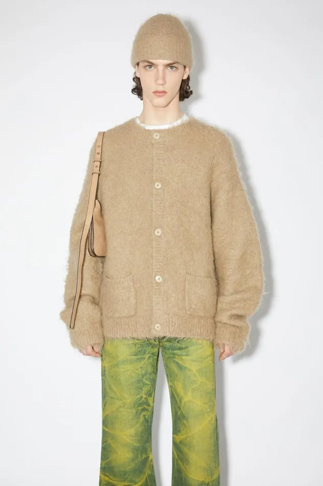 Acne Studios Wool Mohair Cardigan Dark Beige Men Knitwear
