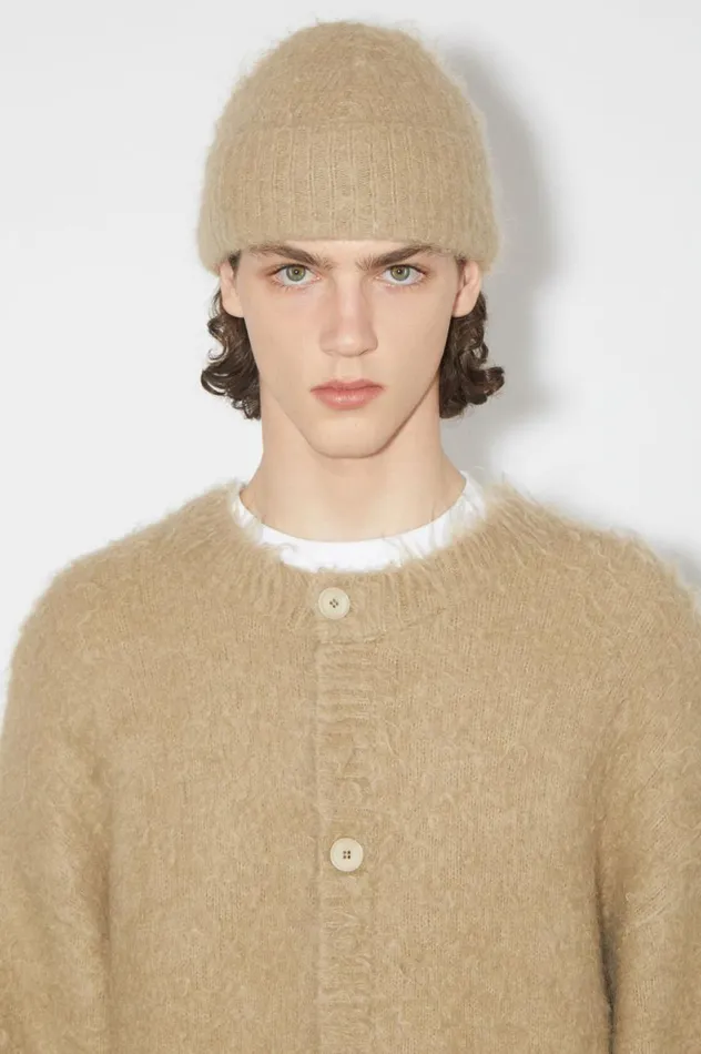 Acne Studios Wool Mohair Cardigan Dark Beige Men Knitwear