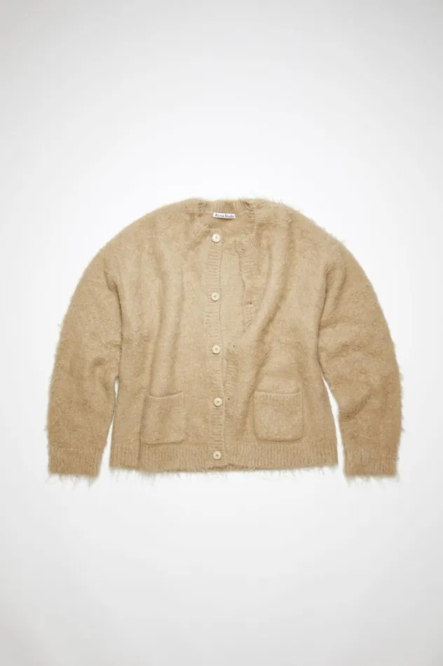 Acne Studios Wool Mohair Cardigan Dark Beige Men Knitwear
