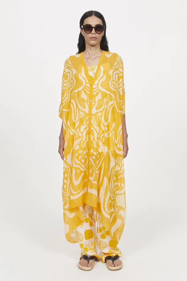 Agave Cosmic Bloom Caftan Marigold Women Rodebjer Dresses and Caftans