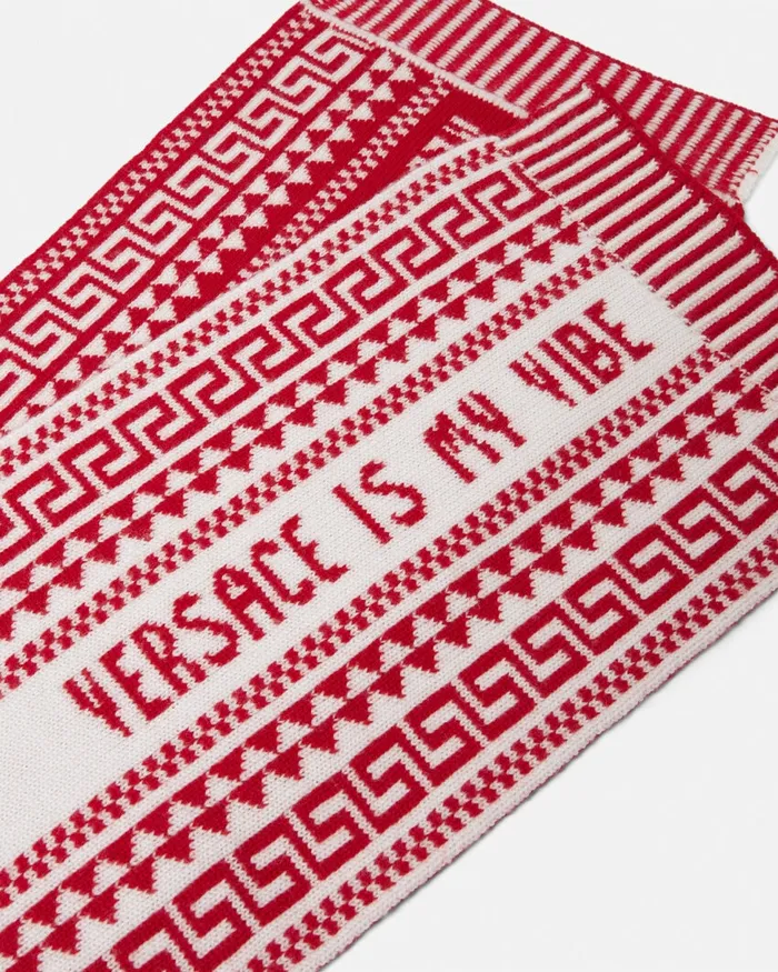 Bags and Accessories Kids Versace Fair Isle Jacquard Knit Scarf White