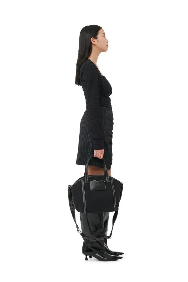 Bags GANNI Shoulder Black Small Banner Tote Bag Black Bags GANNI Shoulder Black Small Banner Tote Bag Black