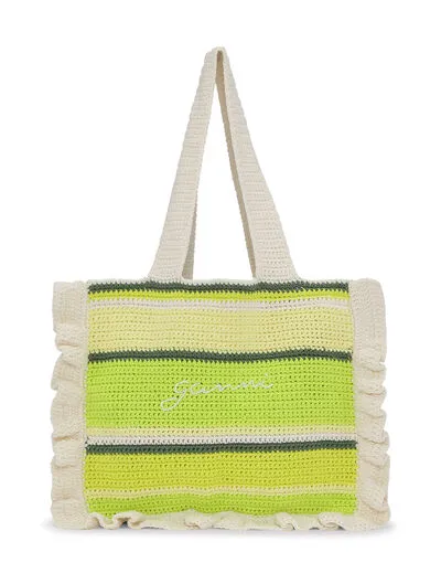 Bags GANNI Shoulder Cotton Crochet Frill Tote Bag Tender Shoots