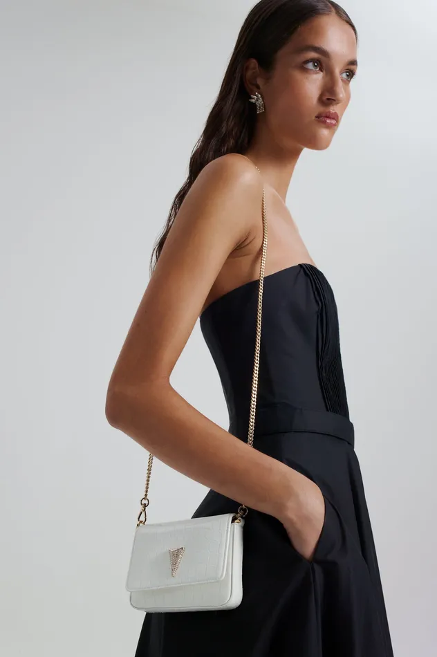Bags Women Scanlan Theodore MINI TRIANGLE DIAMANTE BAG WHITE