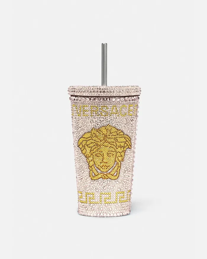 Beach Accessories Men Versace Crystal Medusa Travel Cup Pink