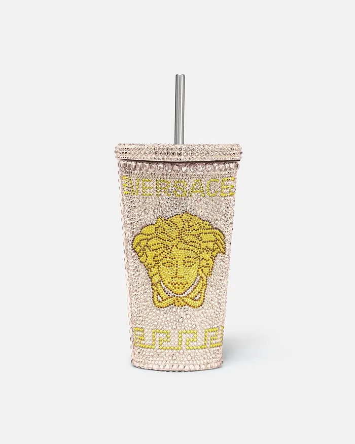 Beach Accessories Men Versace Crystal Medusa Travel Cup Pink