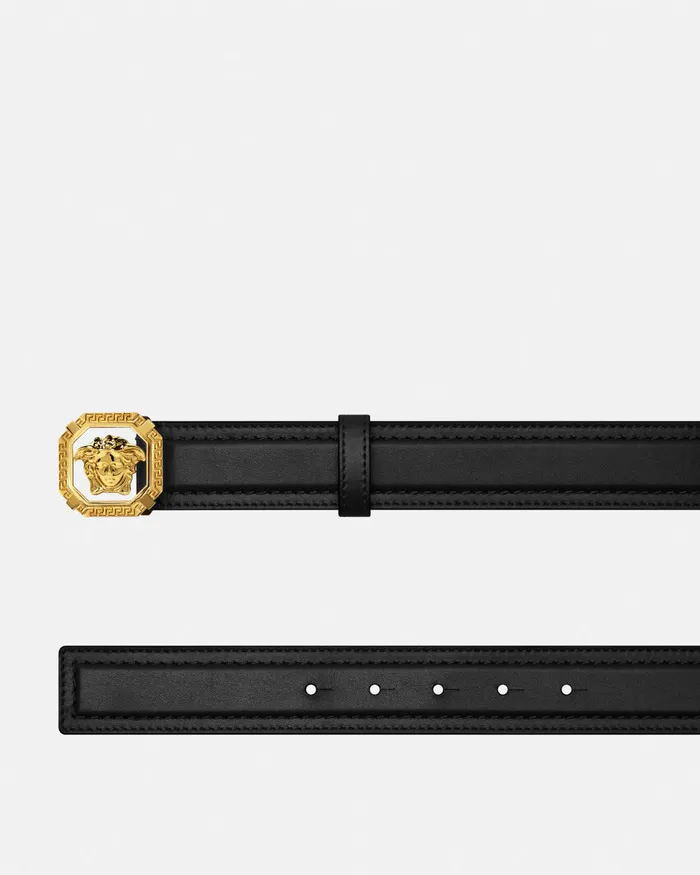 Belts Men Versace La Medusa Leather Belt 35 Cm Blackgold