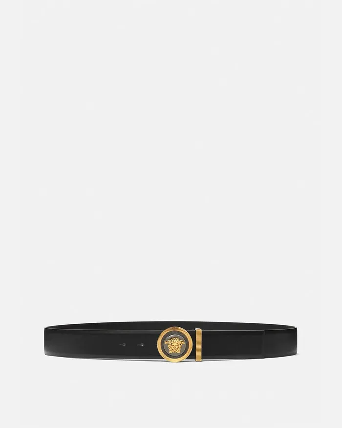 Belts Men Versace Medusa Biggie Enamel Leather Belt 4 Cm Blackgold