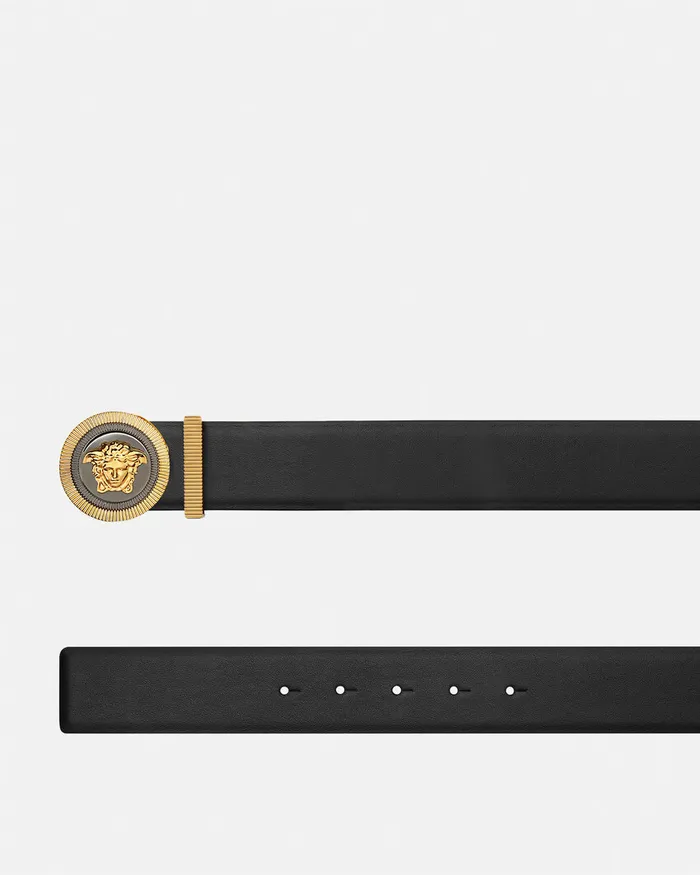 Belts Men Versace Medusa Biggie Enamel Leather Belt 4 Cm Blackgold