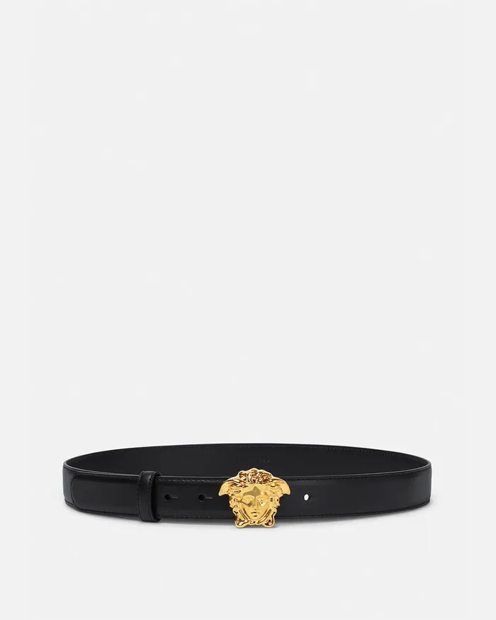 Belts Women Versace La Medusa Leather Belt 3 Cm Black