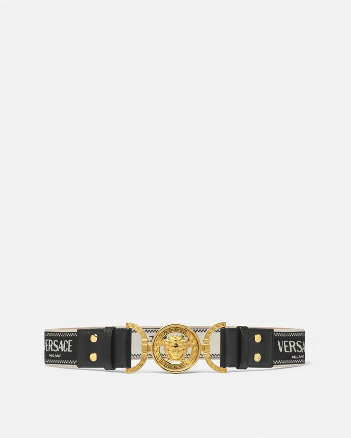 Belts Women Versace Medusa 03995 Jacquard Belt 16034 4 Cm Blackgold