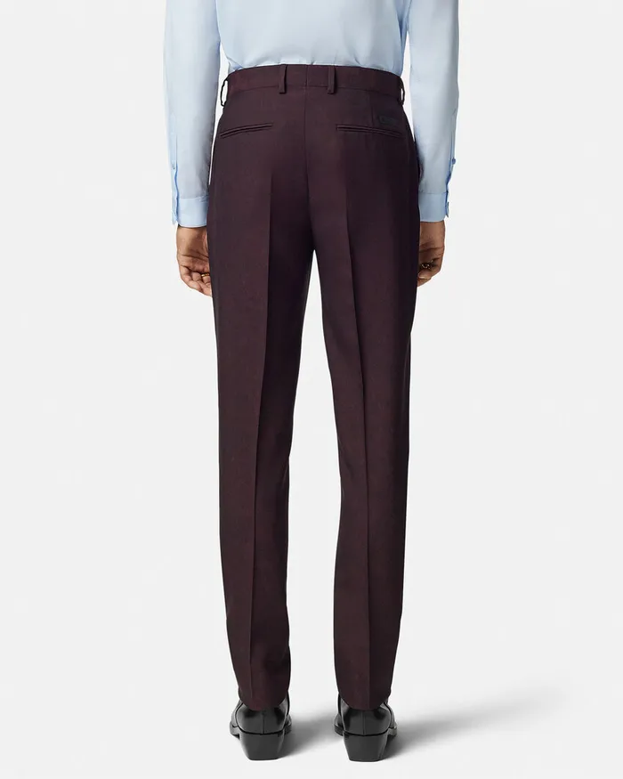 Blazers and Suits Men Versace Barocco Jacquard Wool Formal Pants Brown