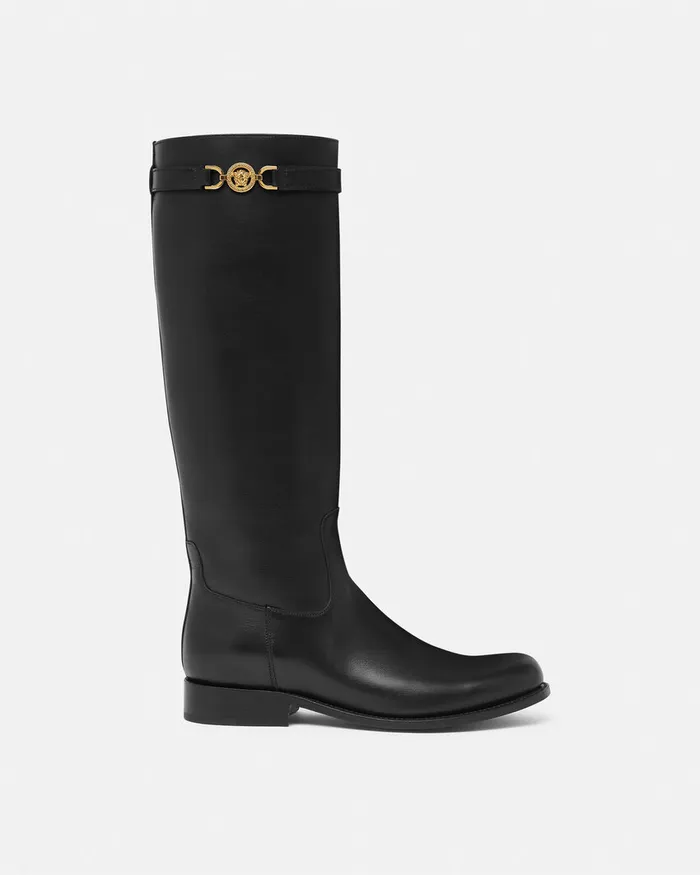 Boots Women Versace Medusa 03995 KneeHigh Boots Blackgold