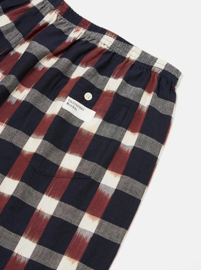 Boxer Short In NavyBrown Check Ikat Men Universal Works Underwear