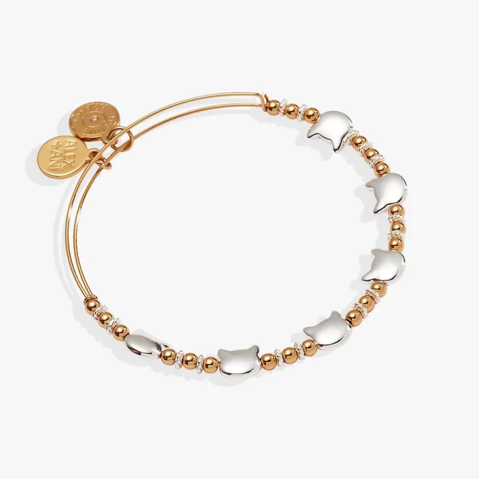 Bracelets Women Alex And Ani Cat Beaded Bangle Two Tone