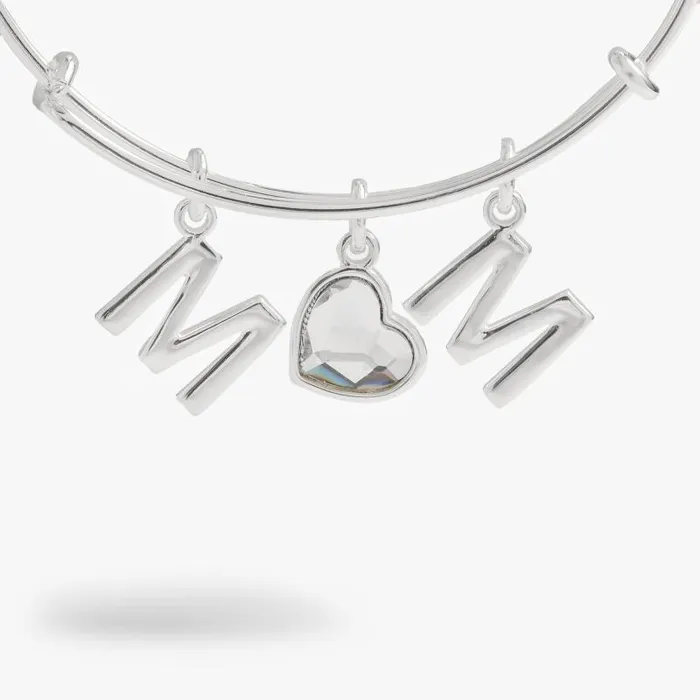 Bracelets Women Alex And Ani Crystal Mom Bangle Silver