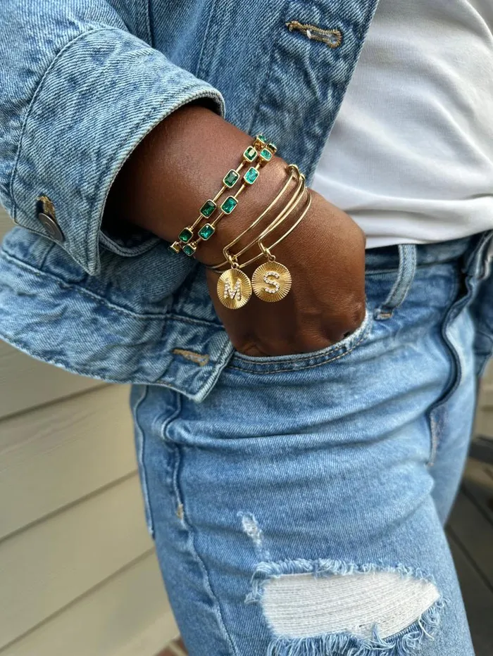 Bracelets Women Alex And Ani December Birthstone Emerald Cut Bangle Gold