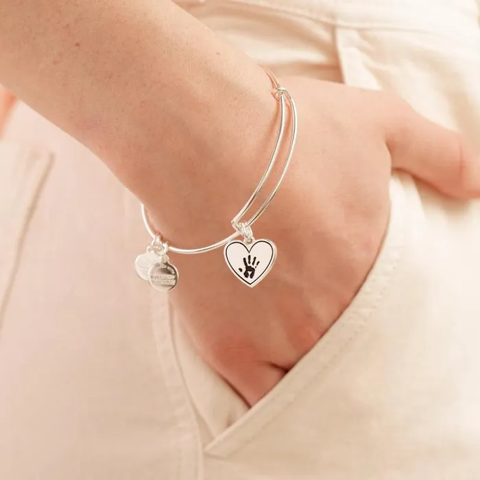 Bracelets Women Alex And Ani Forever Touched My Heart Charm Bangle Antique Silver
