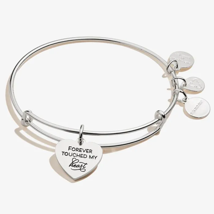 Bracelets Women Alex And Ani Forever Touched My Heart Charm Bangle Antique Silver