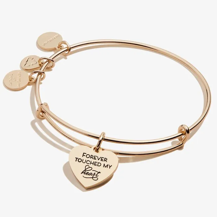 Bracelets Women Alex And Ani Forever Touched My Heart Charm Bangle Antique Silver