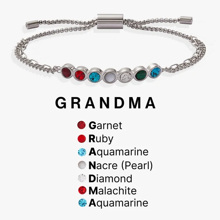 Bracelets Women Alex And Ani Hidden Message 039Grandma039 Acrostic Bolo Stainless Steel Silver