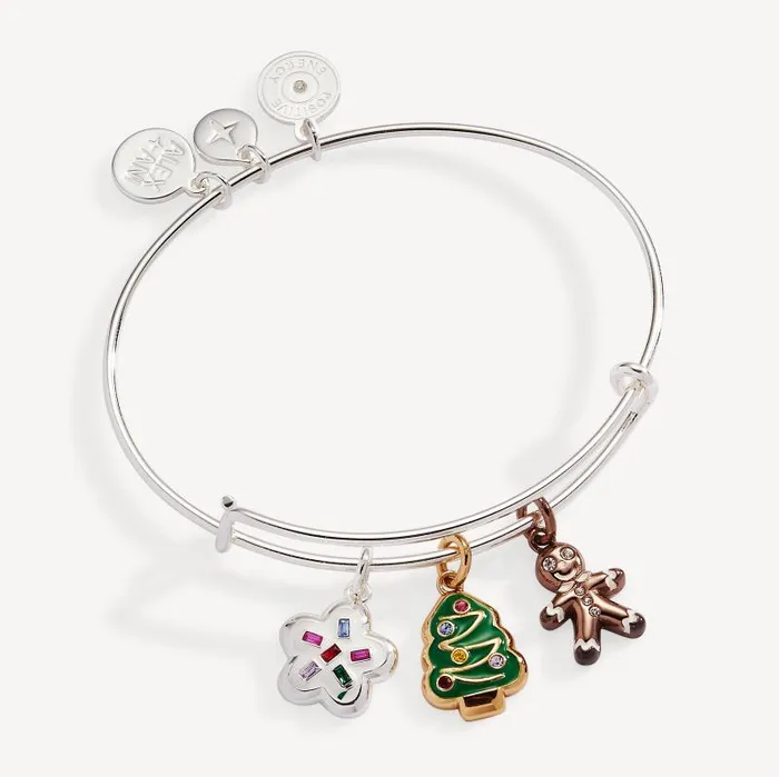 Bracelets Women Alex And Ani Holiday Christmas Cookies Bangle Shiny Silver