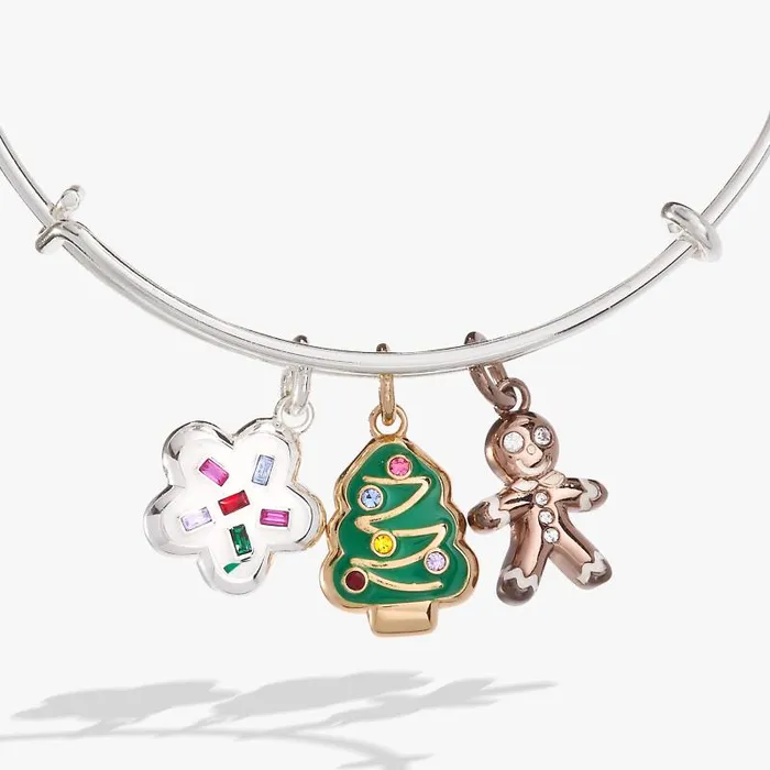Bracelets Women Alex And Ani Holiday Christmas Cookies Bangle Shiny Silver