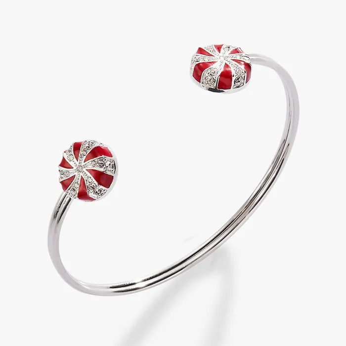 Bracelets Women Alex And Ani Holiday Peppermint Cuff Bracelet Shiny Silver
