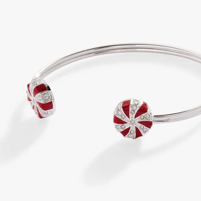 Bracelets Women Alex And Ani Holiday Peppermint Cuff Bracelet Shiny Silver