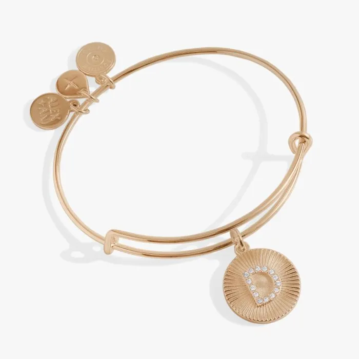 Bracelets Women Alex And Ani Initial D Pave Starburst Texture Bangle Gold