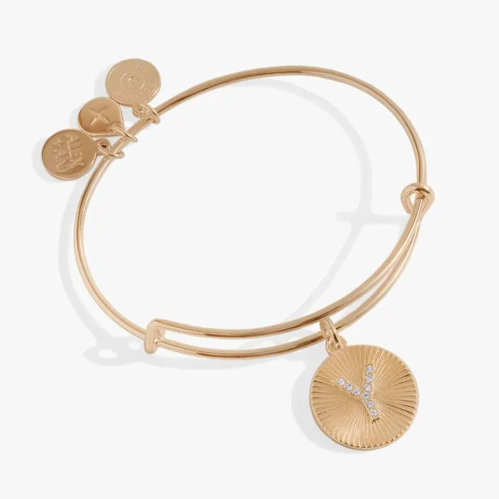 Bracelets Women Alex And Ani Initial Y Pave Starburst Texture Bangle Gold