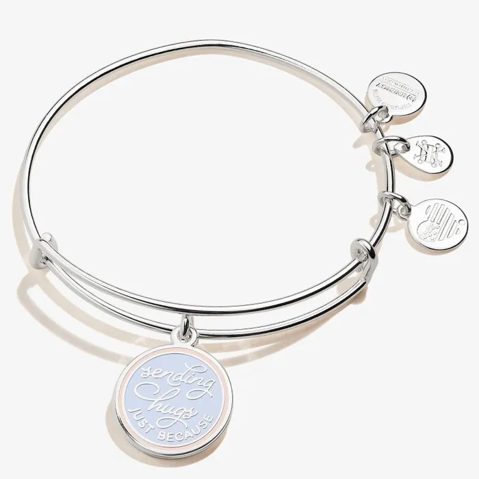 Bracelets Women Alex And Ani Sending Hugs Just Because039 Charm Bangle Silver
