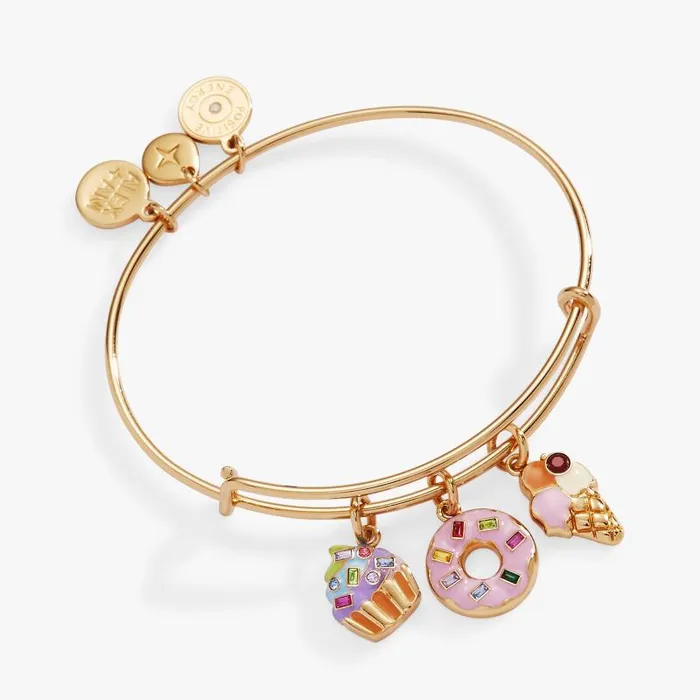 Bracelets Women Alex And Ani Sweet Treats Multi Charm Bangle Gold