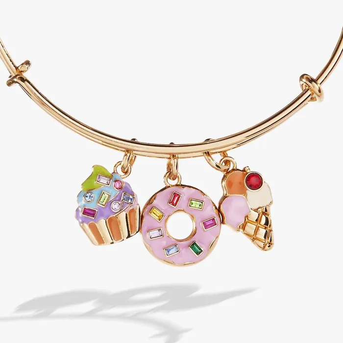 Bracelets Women Alex And Ani Sweet Treats Multi Charm Bangle Gold