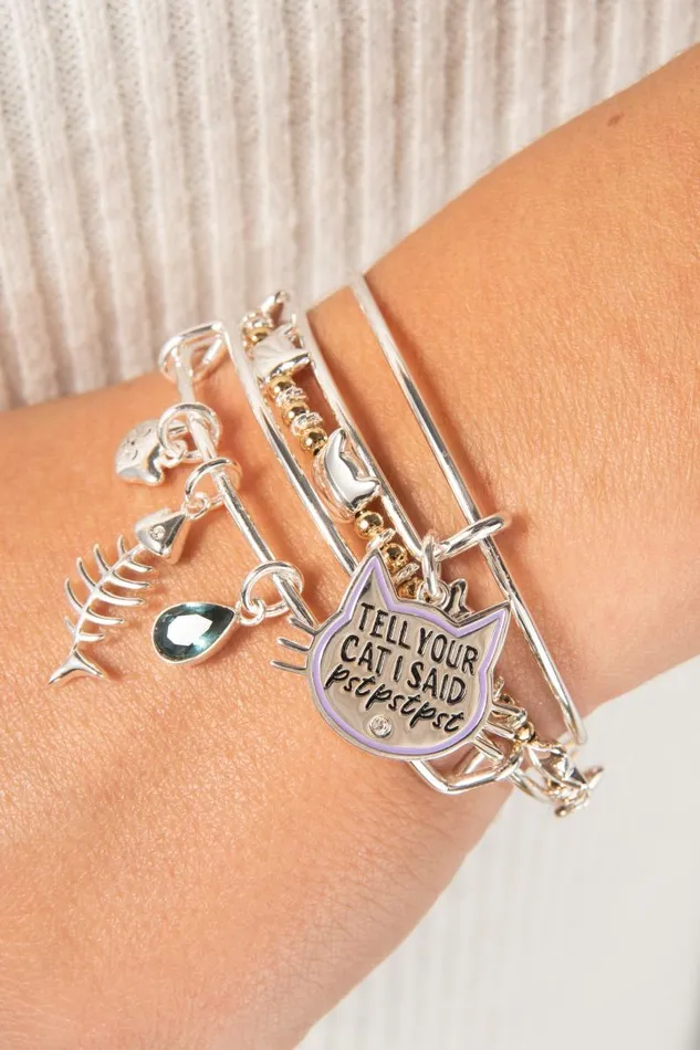 Bracelets Women Alex And Ani Tell Your Cat I Said Pst Pst Pst039 Bangle Silver