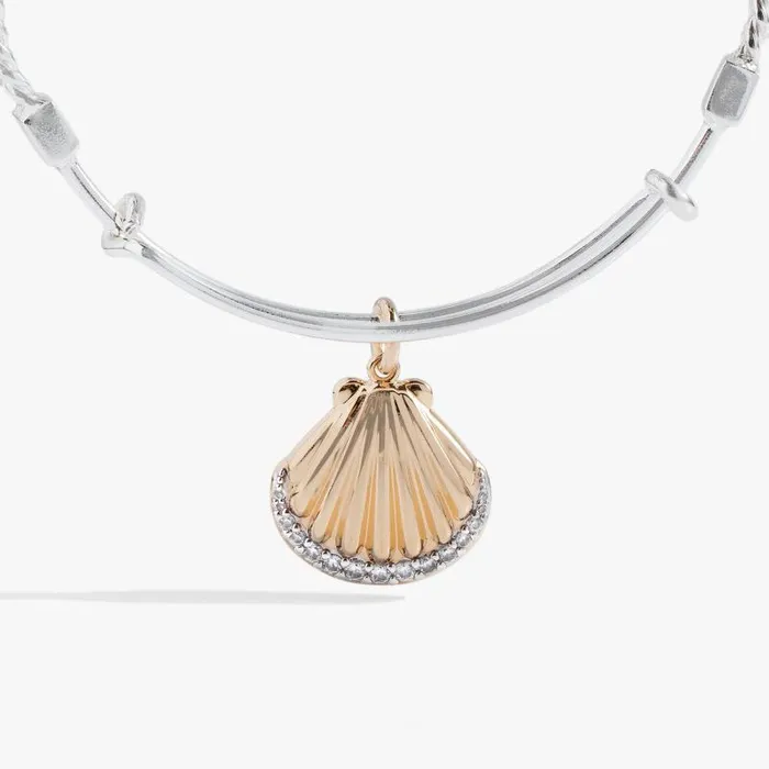 Bracelets Women Alex And Ani Textured Scallop Seashell Charm Bangle Two Tone