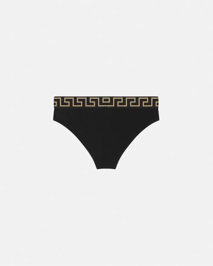 Bras and Briefs Women Versace Greca Border Briefs Black